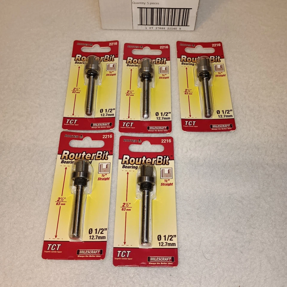 Milescraft 2216 1/2-Inch Bearing Guided Straight Router Bit for Mortising NIB - Image 2 of 2