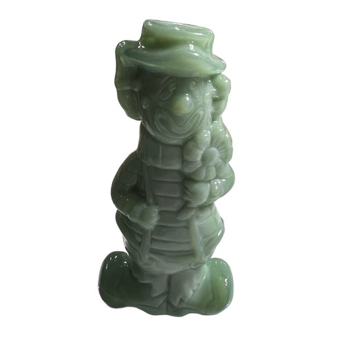 VTG Boyd Green Slag Glass HAPPY Face SAD Face Clown Figurine 4.5" - Picture 1 of 3