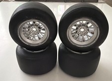 Tamiya 118 Rc Drag Racing Slick Tires Wide Rear Wheels Set 12mm Hex Silver