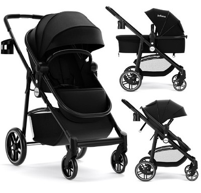 2 in 1 Baby Stroller, High Landscape Infant Stroller & Reversible Bassinet Pr...