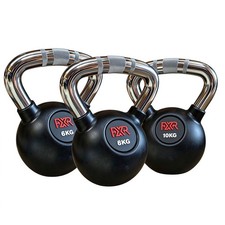 Rubber Coated Kettlebell With Knurled Steel Handle 4KG - 30KG Gym Kettlebells