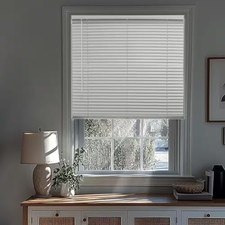 Midnight White Cordless Blackout Vinyl Mini Blind with 1 In. Slats - 74 In. W X