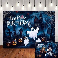 Halloween Happy Birthday Backdrop Spooky Ghost Happy Birthday Photo Background