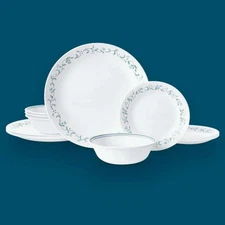 Round 12-Piece Dinnerware Set Triple-layer Glass Resists Chips and Cracks Home
