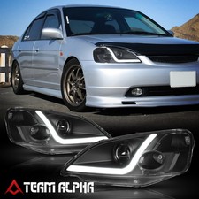 Fits 2001-2003 Civic 24drled L-bar Drlblackclear Corner Projector Headlight