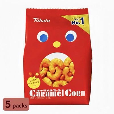 Tohato Caramel Corn Japanese Sweet Puff Snack with Roasted Peanuts 2.46oz