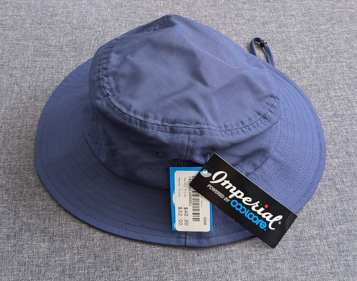 NWT Imperial Tennis Sun Bucket Hat Navy Blue L/XL Coolcore Cooling