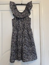 Michael Kors Womens Blue Floral Off  Shoulder Fit & Flare Dress Size- Pet. Large