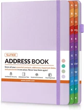 Address Book with Colorful Alphabetical Tabs, Address Notebook Organizer for Rec