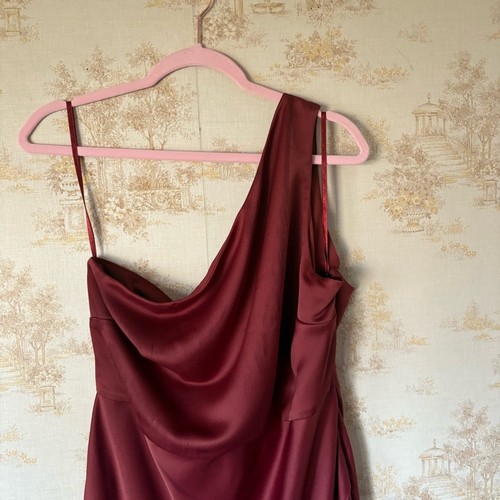 BHLDN Anthropologie Dylan One-Shoulder Satin Seitenschlitz Kleid formelles Kleid 16 - Bild 6 von 13