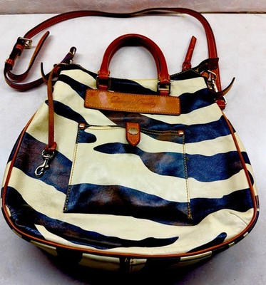 Dooney & Bourke Florentine Juliette Leather Zebra Print Purse Satchel Tear Drop