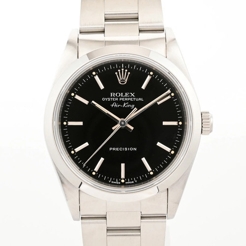 ROLEX Air King 14000 Black Case Size 34mm Men's Used Watch #544512
