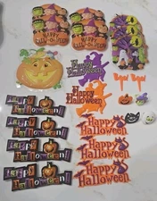 Vtg Halloween Cake Topper & Decorations Pumpkin Ghosts Plastic Lot of 23 DecoPac