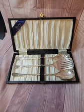 VTG Silver Sheffield Salad Serving Set William Adams Antique Ornate Floral