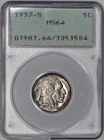 1937-S Buffalo Nickel 5c PCGS MS64 (OGH Rattler)