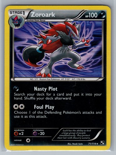 Zoroark Holo Rare Black and White 71/114 LP