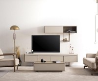 Beiges Lowboard Holz Regal Designer Rtv-Schrank Wohnzimmer Luxus MöBel