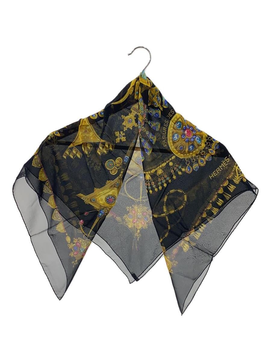 RARE HERMES Carr 90 Silk Scarf Black Jewelry Pattern Ladies Fashion Accessory