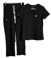 FIGS Women's Scrub Set Black XS Catarina Top  XS Kade Cargo Pants