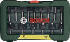 Bosch 15-Piece Tungsten Carbide Router Bit Set for Wood, Shank Ø 8 mm