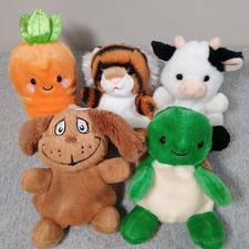 Palm Pals Plush Lot Of 5 Stuffed Animal Carrot Cow Turtle