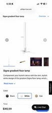 Philips Hue Signe Gradient Color Changing LED Floor Lamp White, App Control