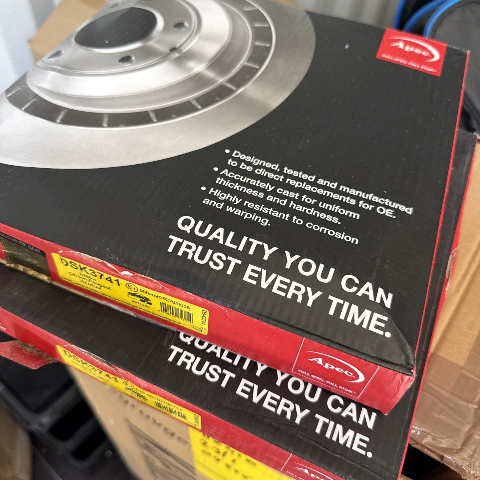 2 X APEC Solid Brake Discs DSK3741 S268-4 Citroen/peugeot/Vauxhall  VAT Reg