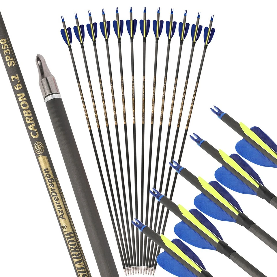 30" Pure Carbon Arrows SP300-600 Shaft ID6.2 Feather Archery Bow Target Hunting - Image 3 of 4