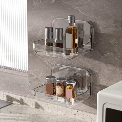 Pair of Clear Bathroom Organizers Hygienic Water Drainage Kitchen Friendly