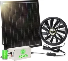 Binglux Solar Exhaust Fan with Battery, 40W 10" Solar Powered Fan for Greenhouse