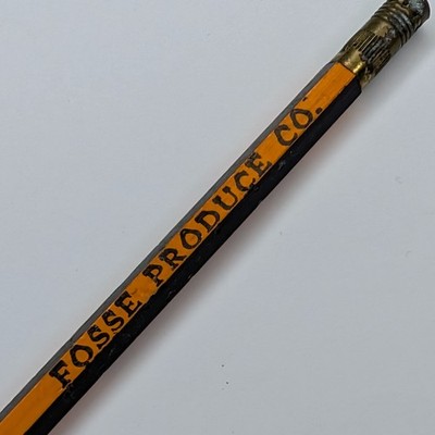 c1920s-30s La Porte City, IA Fosse Produce Co. Wood Pencil Brass Ferrule Egg G15