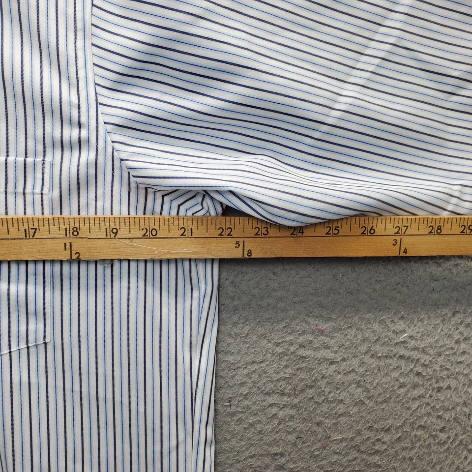 Geoffrey Beene 正装衬衫男式中号多条纹非铁领纽扣 — 第 3/4 张图片