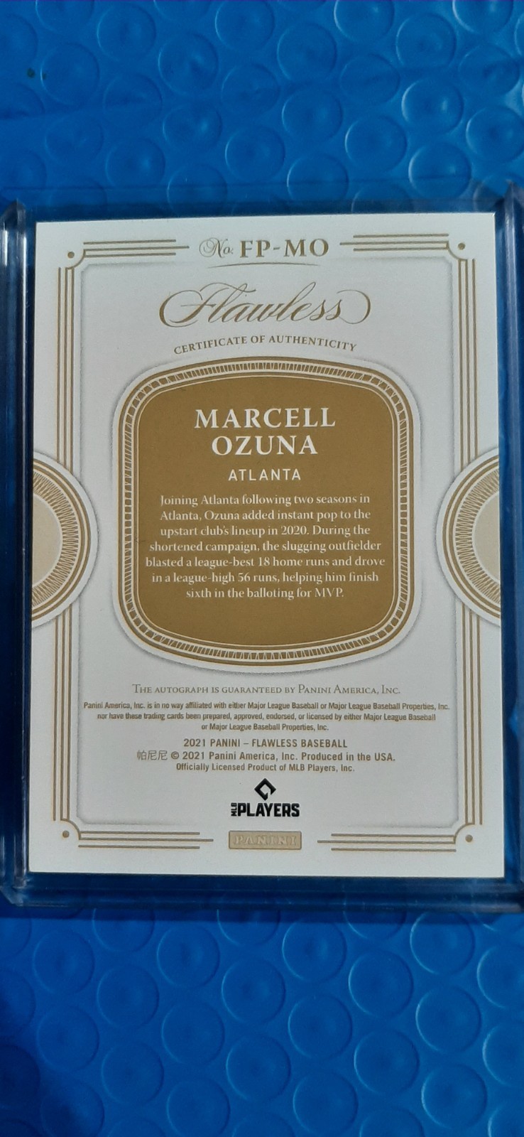 2022 Panini Flawless Performances Marcell Ozuna Autograph Blue Sapphire Auto /7 view 19