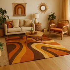 Hand-Tufted Wool Rug  Geometric Textured Carpet  Custom Size Area Rug