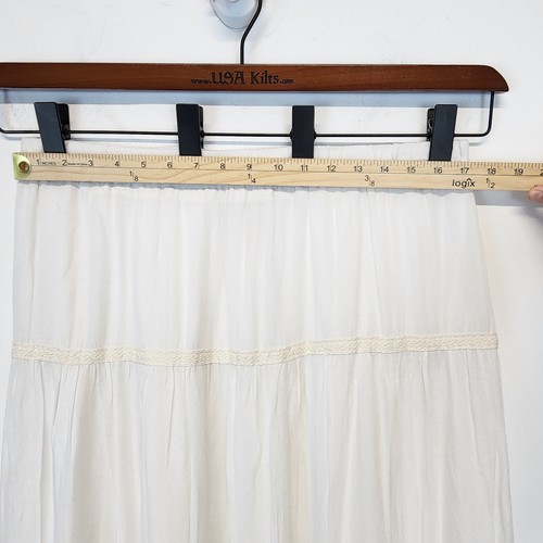 Falda Merona Maxi Escoba Talla L Blanca Forrada en Niveles Fluida Cabaña Boho Gitana - Imagen 7 de 9