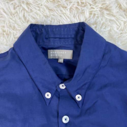 Margaret Howell Blue Cotton Dress Shirt Made in Japan Men's Button-Up F/S - Picture 6 of 15