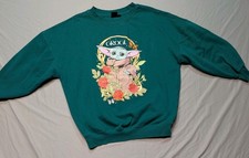Star Wars Mandalorian Grogu Baby Yoda Green Women's Sweatshirt Sz Medium