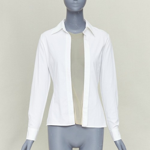Maison Margiela, MAISON MARGIELA Vintage white nude sheer panel deconstructed shirt blouse IT42 M