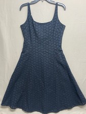 Gap Women's Sleeveless Eyelet Fit & Flare Sun Dress Lined Floral Black Size-10