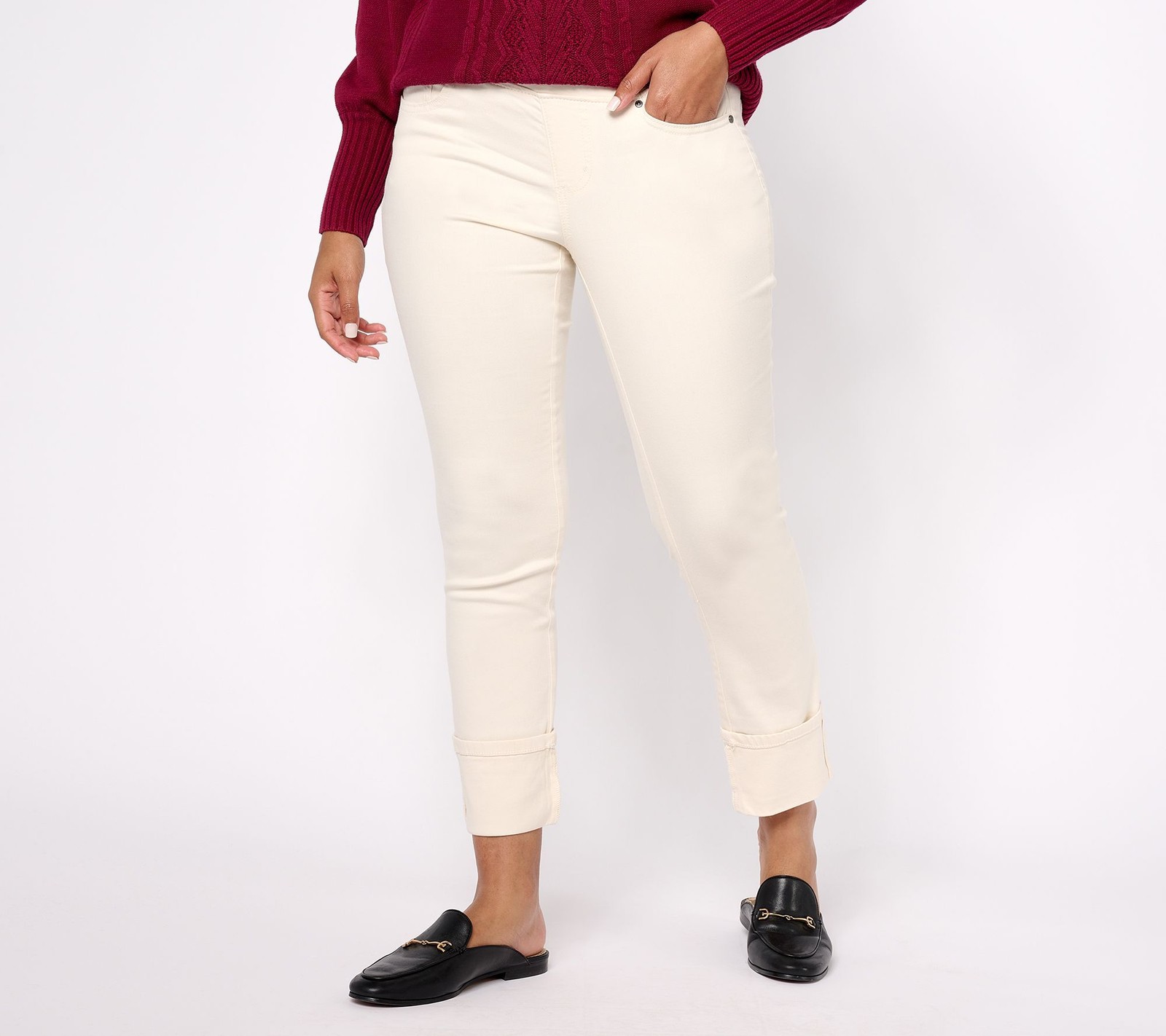 Belle by Kim Gravel Women's Petite Pants 4P Pet TripleLuxe Twill White A620781