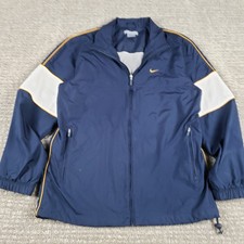 Vintage Nike Jacket Mens M Navy Blue Track Full Zip Color Block 90s Y2k Silver