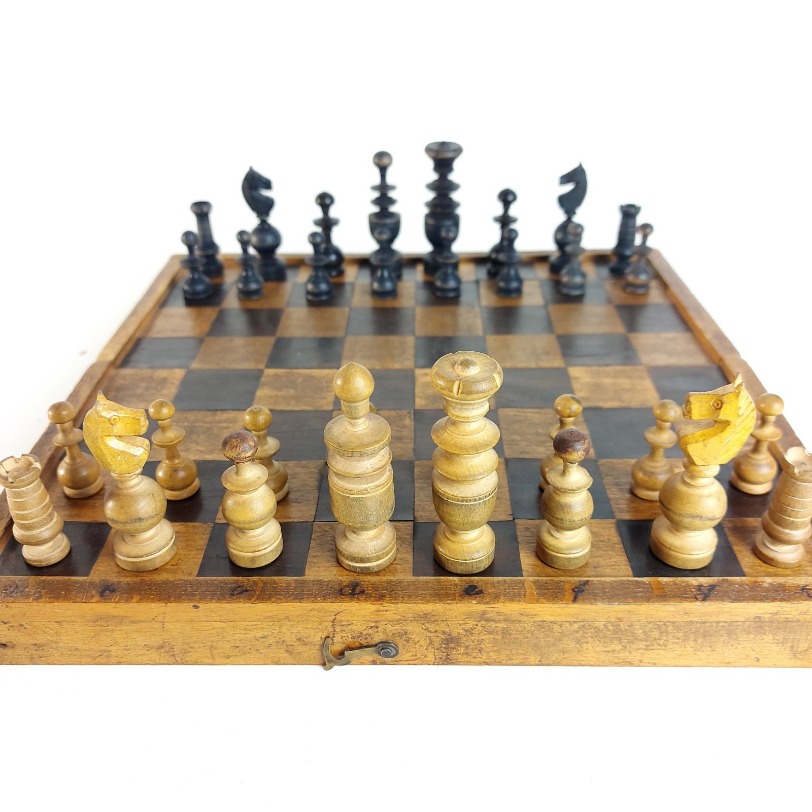 Old Antique Regency Chess Set, Small Size, Wooden, c.1900s