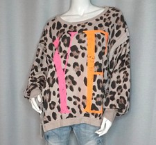 Oversized Sweater Linksnaht Sweat Shirt Leo Beige Neon YEAH 38,40,42,44 Neu