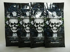 4 LOT SAMPLE PACKETS DOMINATION BLACK BRONZER MENS FOR MEN TANNING BED LOTION