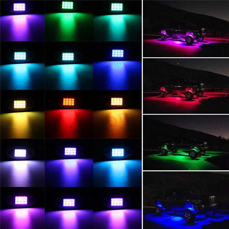 3FT Spiral LED Whip Lights + 10-Pods RGB Rock Lights For John Deere Gator HPX TH - Image 4 of 4