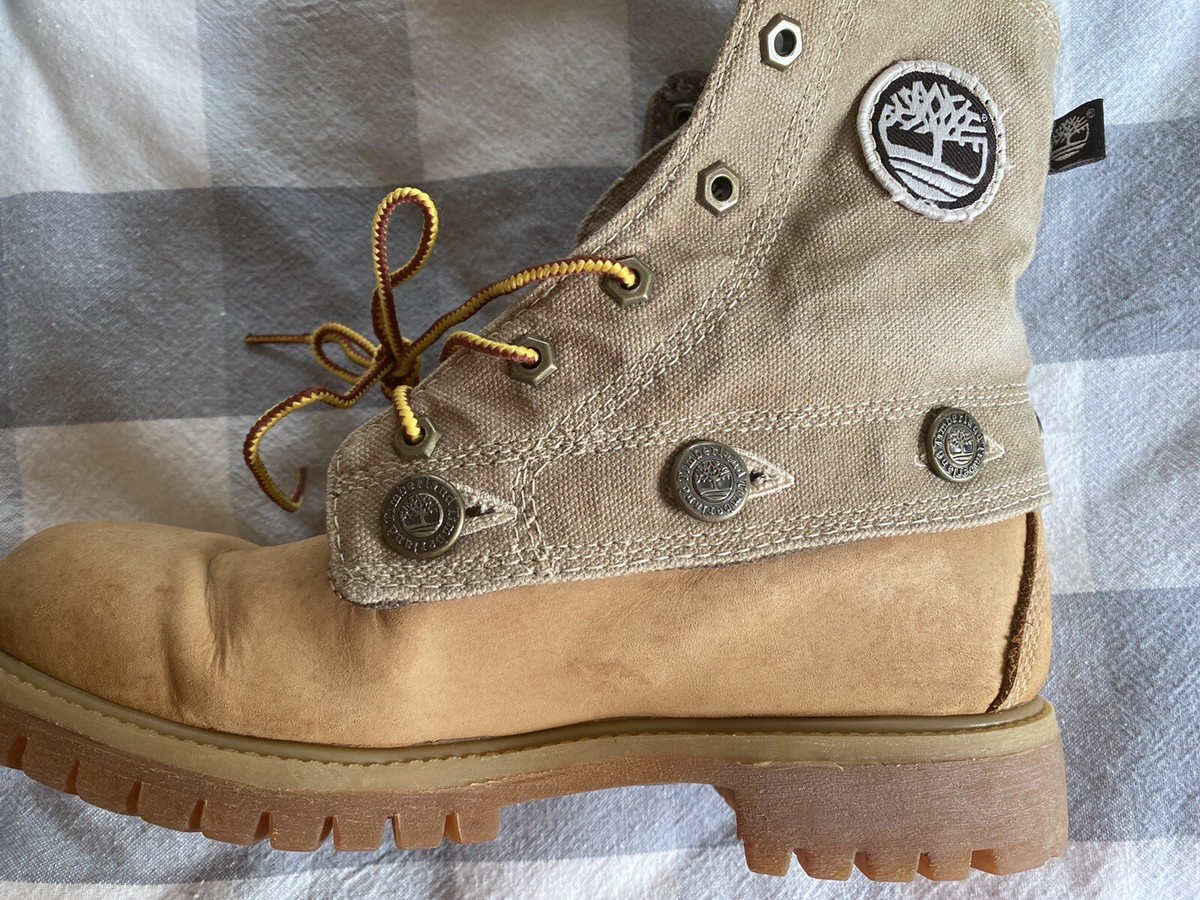 【ROLL TOP BOOT￼】Timberland ベージュ TIMBERLAND Roll Top Women's Suede Leather Work Boots Size 9
