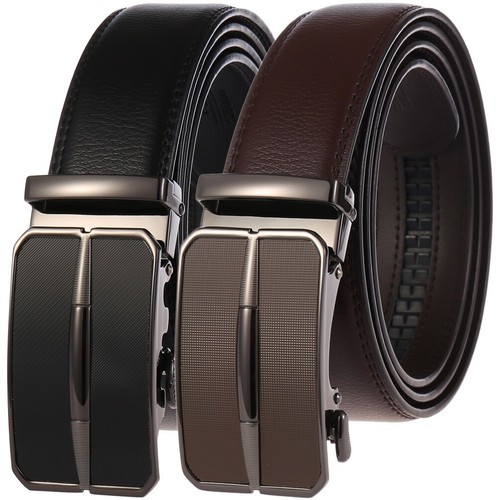 Genuine Leather Mens Ratchet Belt Belts For Men With Adjustable High-End Buckle