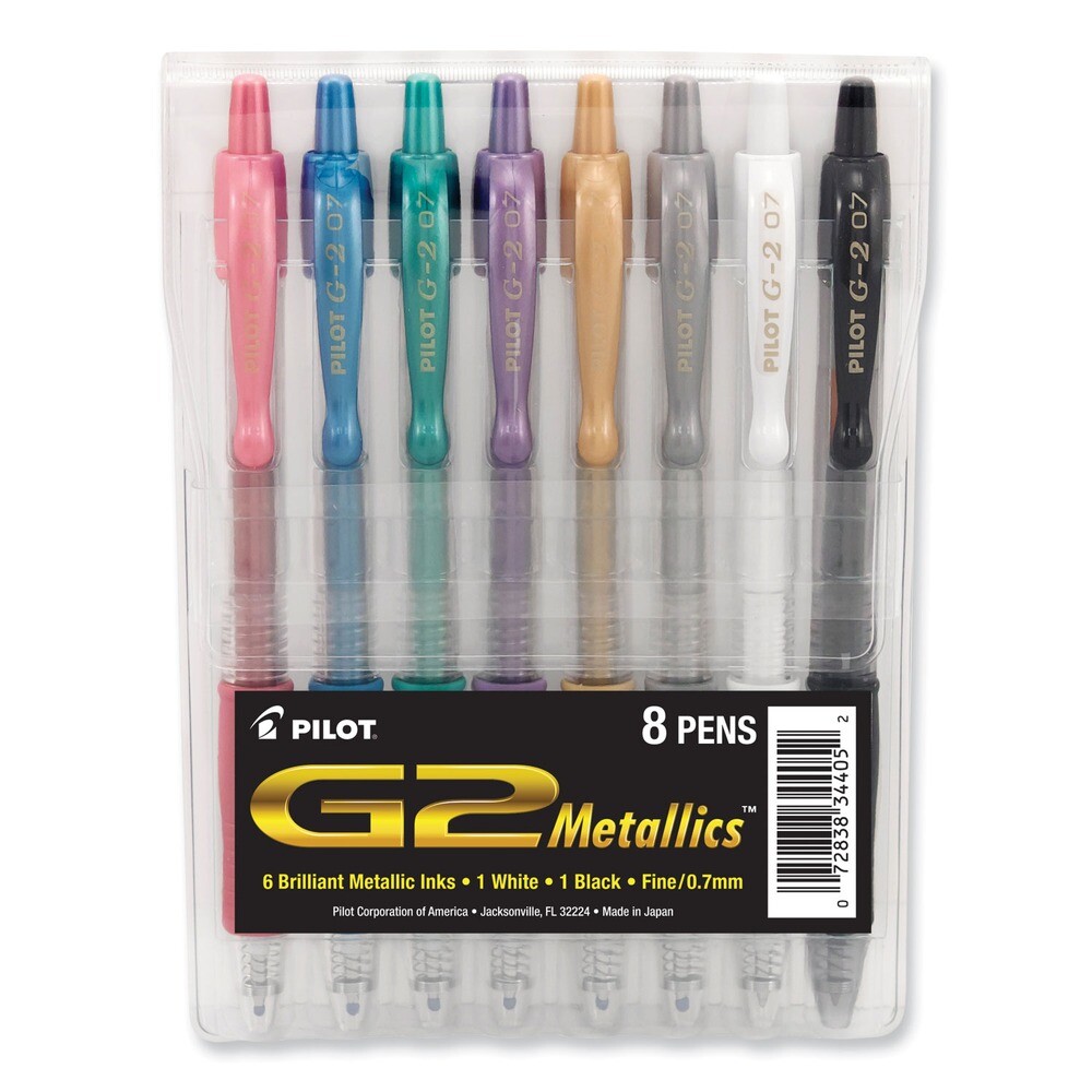 Pilot 34405 Fine 0.7 mm Retractable G2 Metallics Gel Pen -  Assorted (1 Set) New