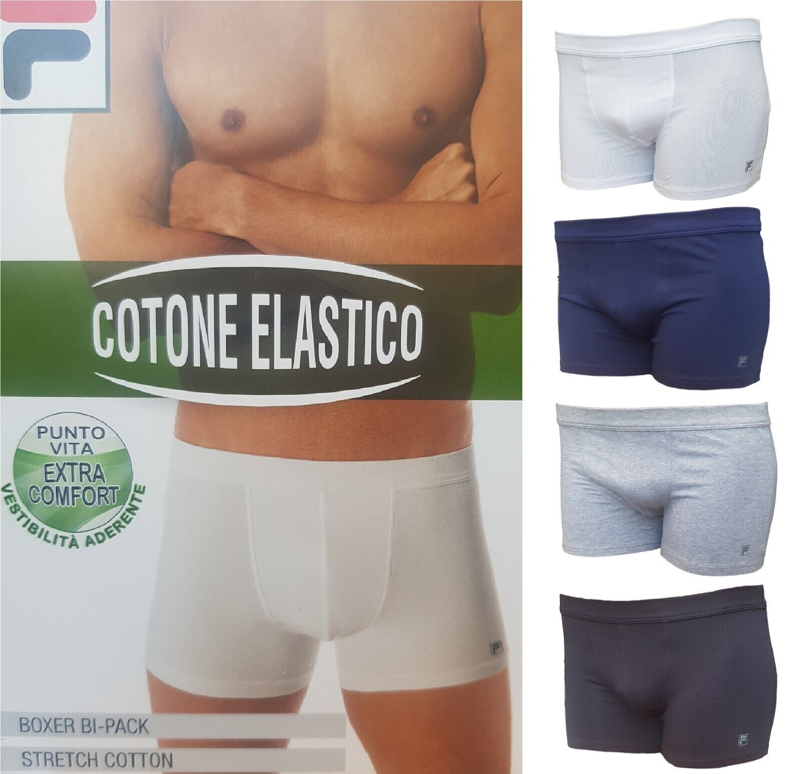 Boxer Uomo 2 pezzi bipack in Cotone elastico STRETCH COTTON FILA F05XS Intimo