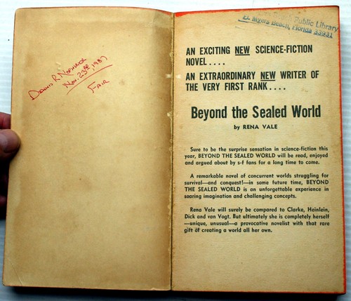 Vintage Rena Vale 1965 PB 1st BEYOND THE SEALED WORLD - Bild 5 von 6